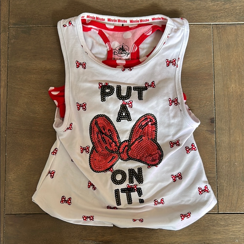 Disney White and Red Minnie Mouse Tank Top